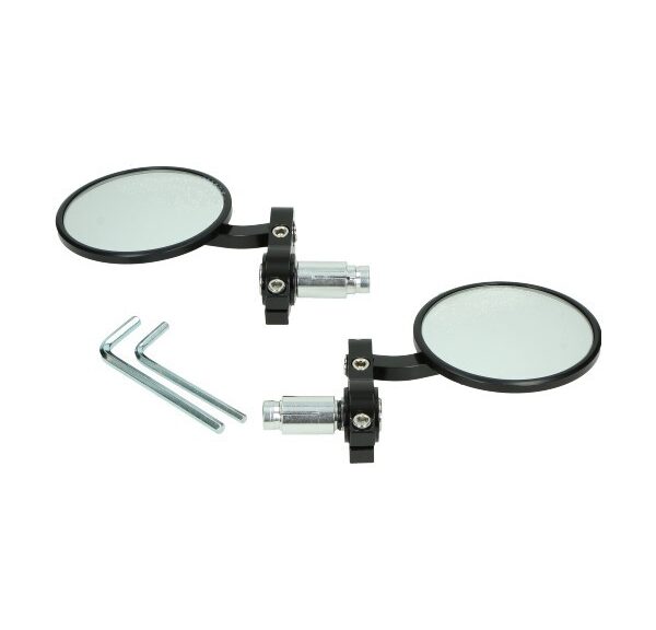 spiegelset DMP stuurbevestiging rond bar end CNC o.a. zwart gts alle mod.