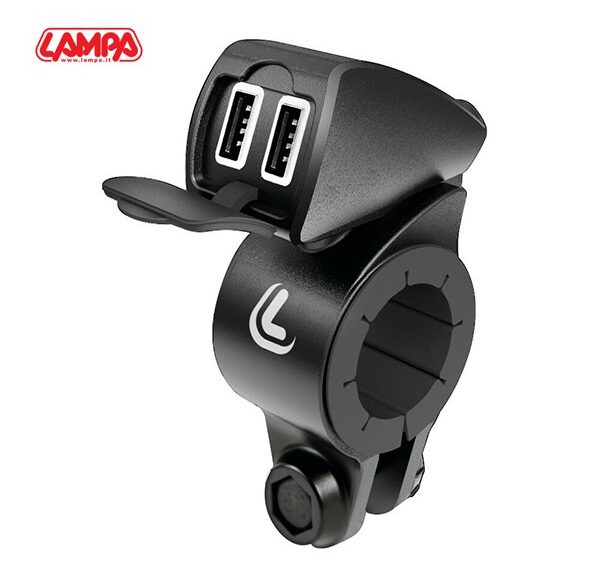 aansluiting lampa USB stuur 12/24v (snellader) Fix Trek 21/32mm bromfiets