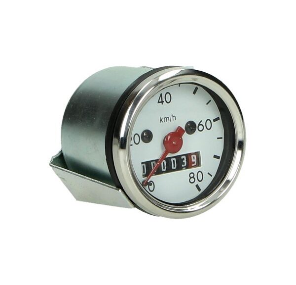 km tellerklok 80km/u met lampje 48mm wit tomos