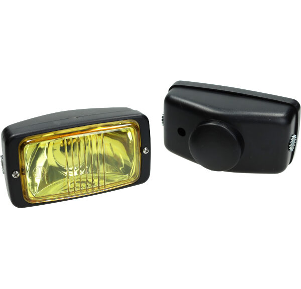Koplamp guia rechthoekig geel glas 142mm zwart bromfiets
