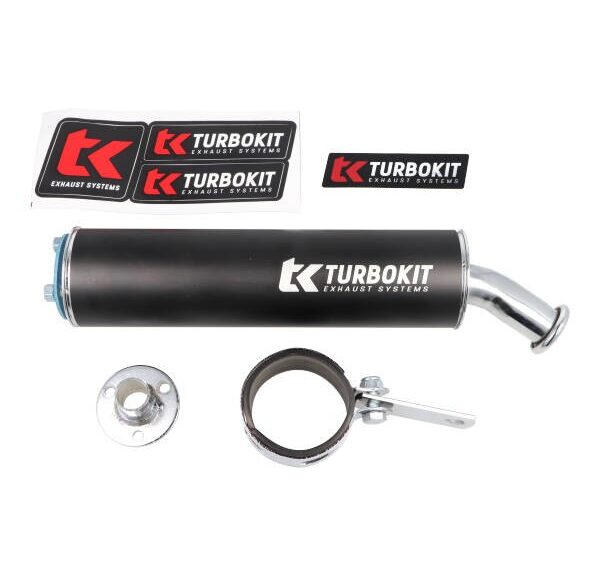 nademper Turbokit uitlaat los 3-bouts universeel 60x225mm zwart