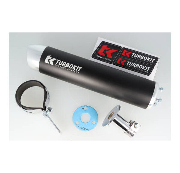 Nademper Turbokit uitlaat los 3-bouts universeel 70x270mm zwart