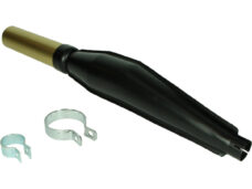Uitlaat jamarcol cross met beugel fuego (expansie) 28mm zwart/goud bromfiets