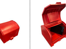 Pizzakoffer geisoleerd bovenlader 140L + montage plaat rood