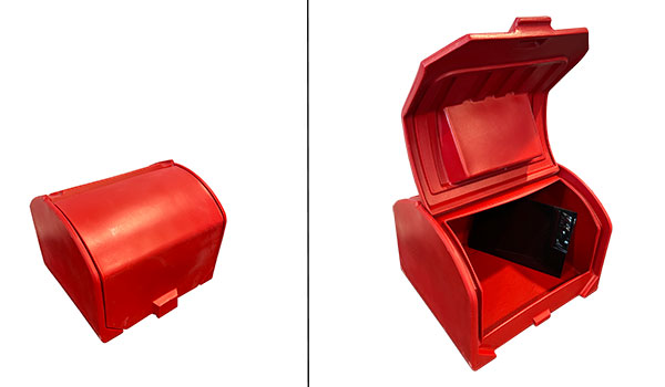 Pizzakoffer geisoleerd bovenlader 140L + montage plaat rood