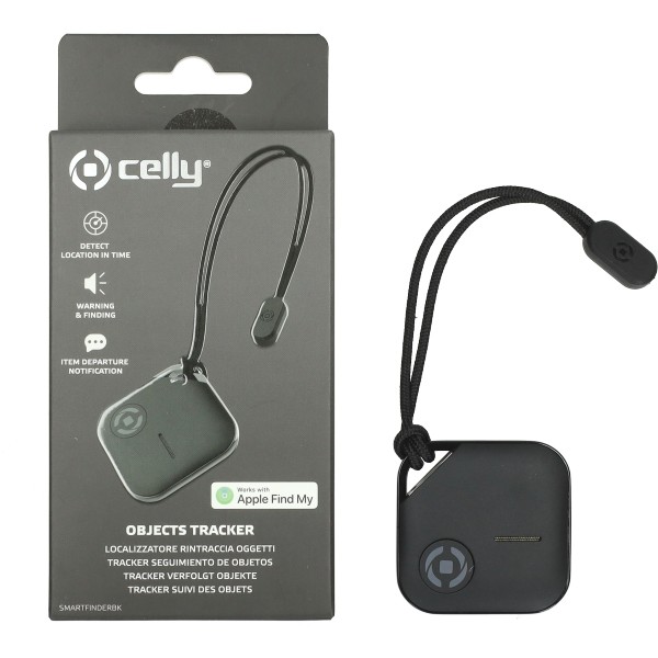 smartfinder Celly tracker werkt via Iphone App airtag zwart bromfiets