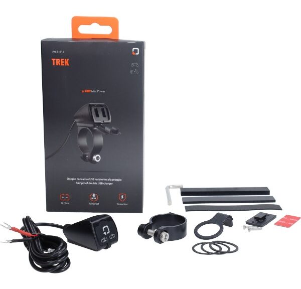 usb lader optiline stuurbevestiging waterdicht dubbel 30w 12/24v bromfiets