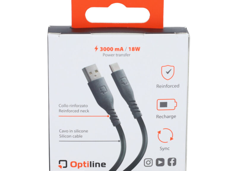 Oplaadkabel Optiline Silicone Usb A > Usb C 60cm Zwart 91787