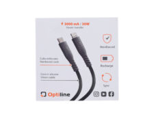 Câble de charge Optiline Silicone USB C > Apple 8 Broches 150cm Noir 91785