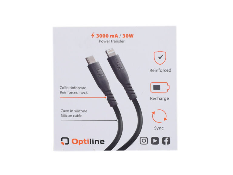 Oplaadkabel Optiline Silicone Usb C > Apple 8 Pin 150cm Zwart 91785
