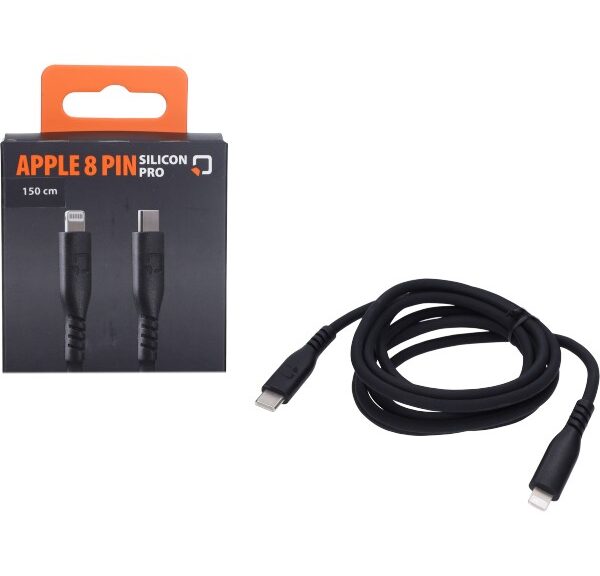 oplaadkabel optiline silicone usb C > Apple 8 pin 150cm zwart 91785