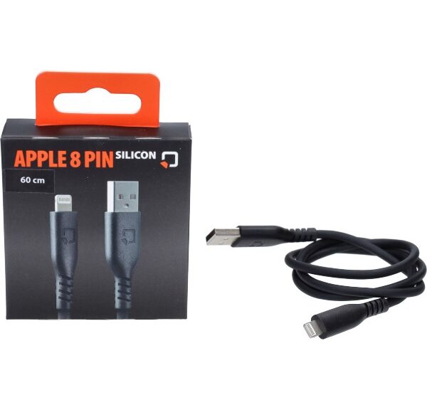oplaadkabel optiline silicone usb A > Apple 8 pin 60cm zwart 91781