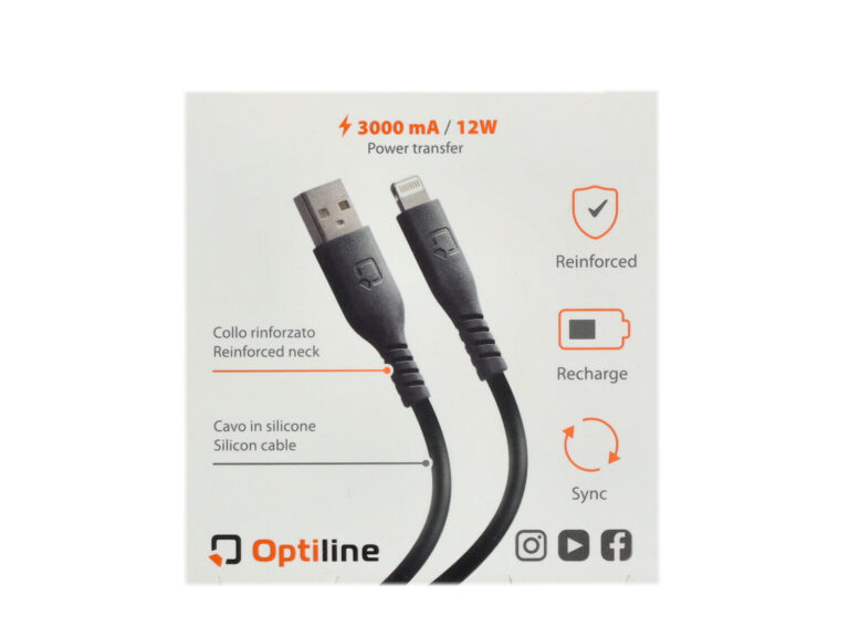 Oplaadkabel Optiline Silicone Usb A > Apple 8 Pin 150cm Zwart 91782