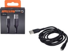 oplaadkabel optiline silicone usb A > Apple 8 pin 150cm zwart 91782