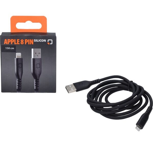 oplaadkabel optiline silicone usb A > Apple 8 pin 150cm zwart 91782