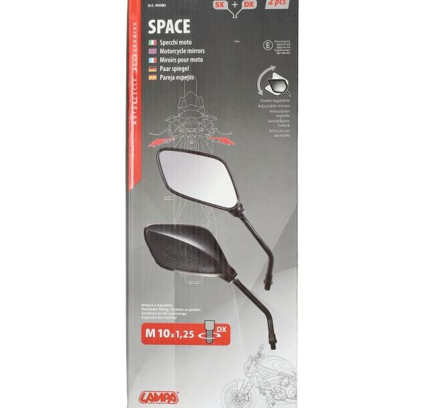 spiegelset lampa universeel e-keur space m10x1.25 zwart glans 90080