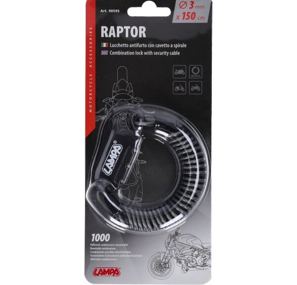 cijferslot lampa + kabel 3mm 150cm zwart 90595