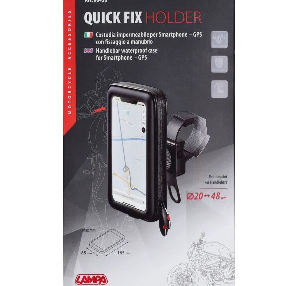 houder lampa telefoon stuurbevestiging 105x175x35mm zwart 90423
