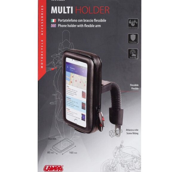 houder lampa telefoon spiegelbevestiging 110x160x30mm zwart bromfiets