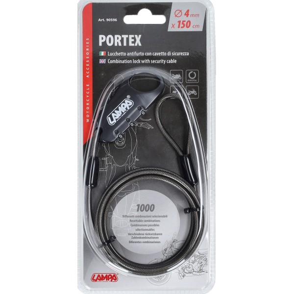 cijferslot lampa + kabel 4mm 150cm zwart bromfiets
