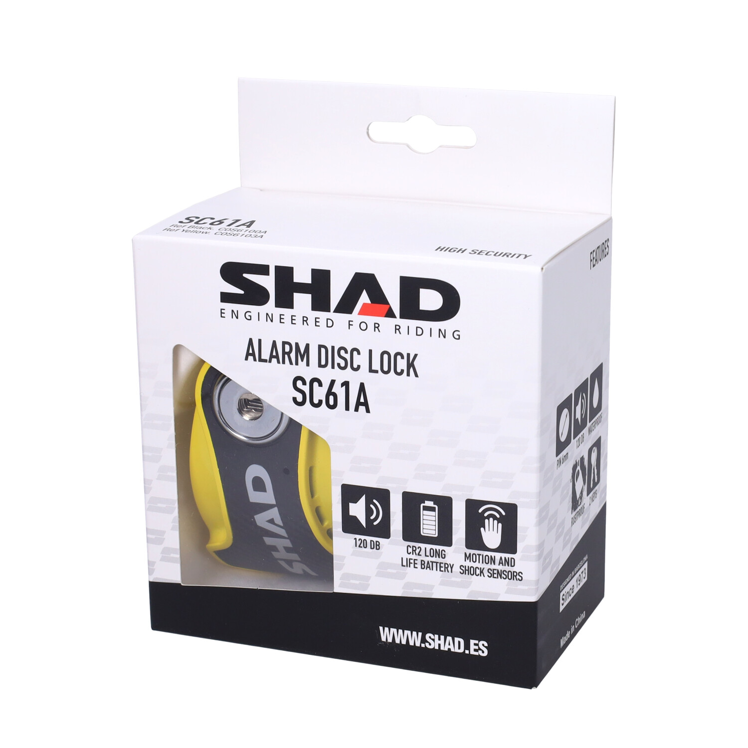 Schijfremslot Shad + Alarm 6mm Geel Sc61a - Afbeelding 2