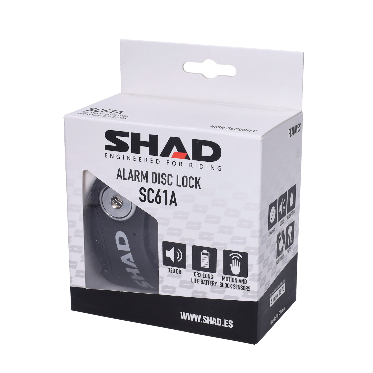 Schijfremslot Shad + Alarm 6mm Zwart Sc61a - Afbeelding 2