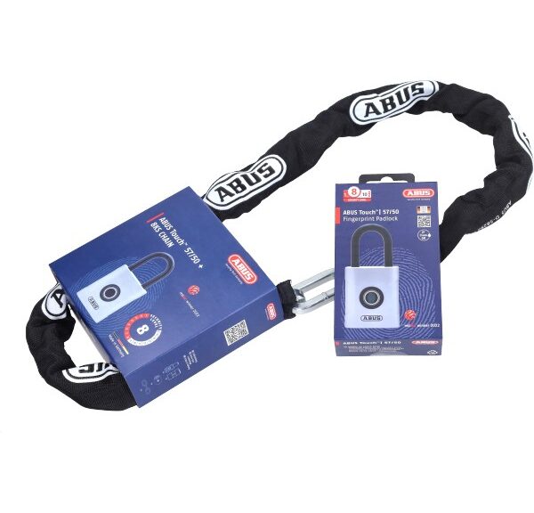 kettingslot abus + hangslot touch (vingerafdruk) level 8 110cm 57/50+8ks/110