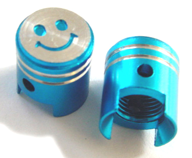 Ventieldopset DMP model zuiger smile blauw alu 2pcs bromfiets