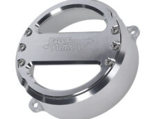 Fast Arrow vliegwieldeksel CNC gefreesd met venster zilver Puch Maxi