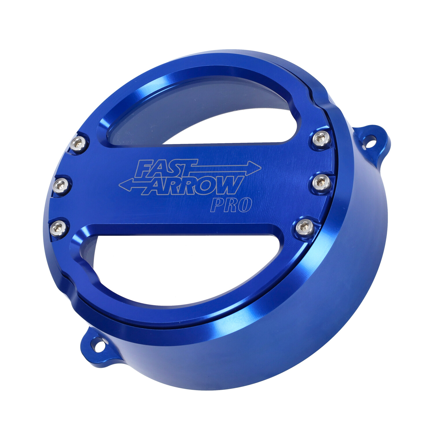 Blauw Fast Arrow Pro vliegwieldeksel met venster voor Puch Maxi