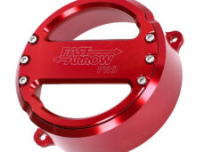 Rood CNC vliegwieldeksel Fast Arrow Pro met venster voor Puch Maxi
