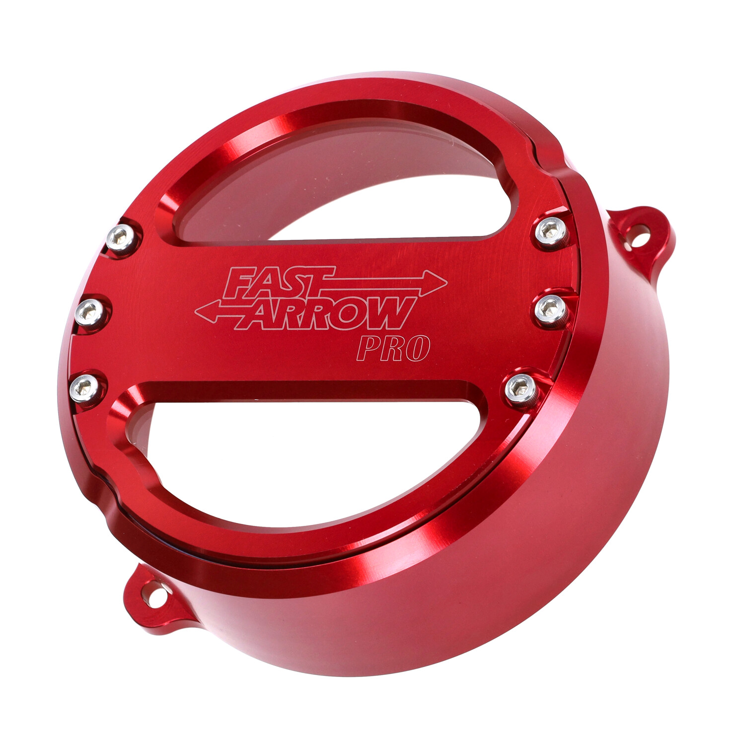 Rood CNC vliegwieldeksel Fast Arrow Pro met venster voor Puch Maxi