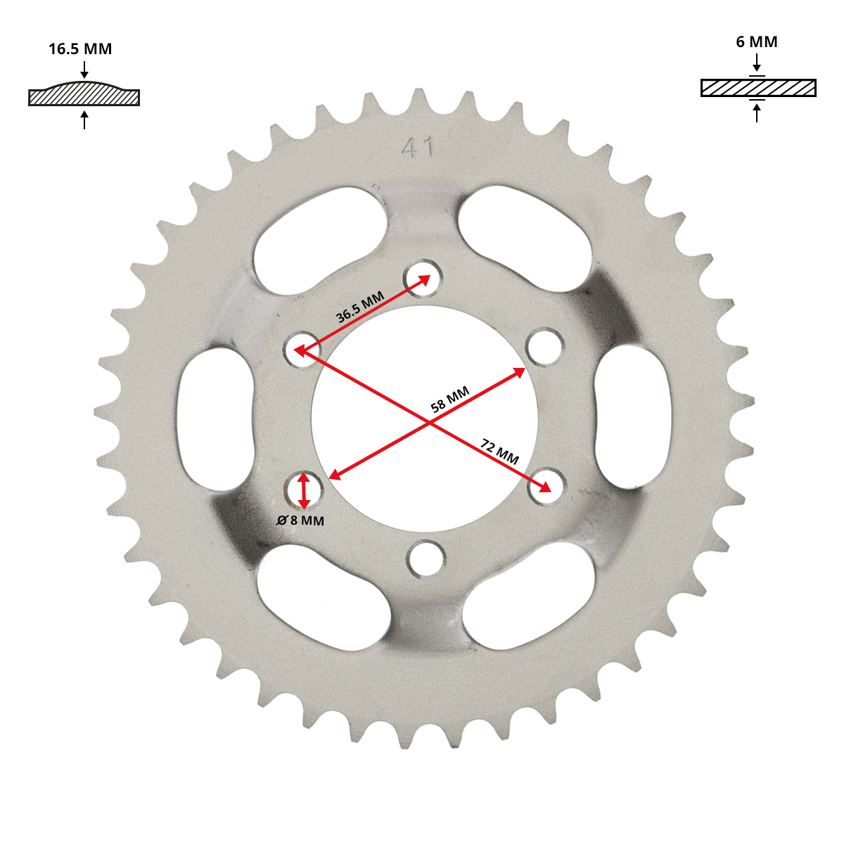 Achterkettingwiel Dmp 41t 3/16 Voor Zündapp - Afbeelding 2