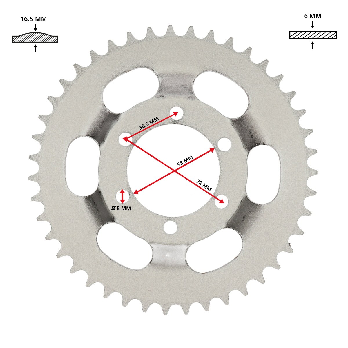 Achterkettingwiel Dmp 43t 3/16 Voor Zündapp - Afbeelding 2