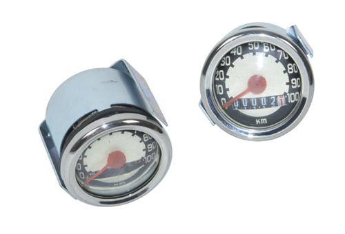 Km tellerklok model vdo 100km/u 48mm wit/zwart camino — geschikt voor Kreidler
