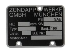 Motorblok nummerplaatje Zündapp brommer code 196
