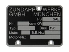 Motorblok nummerplaatje vervangonderdeel voor Zündapp brommer