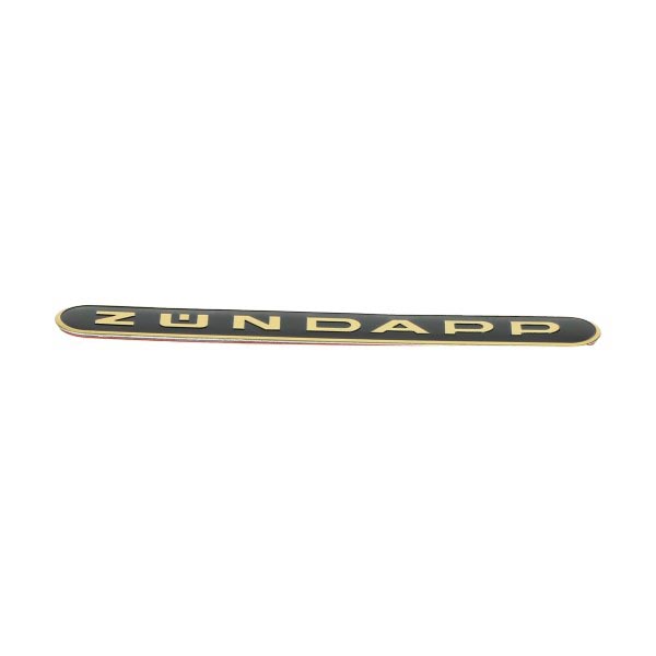 Zündapp sticker woord langwerpig zwart goud metaal brommer