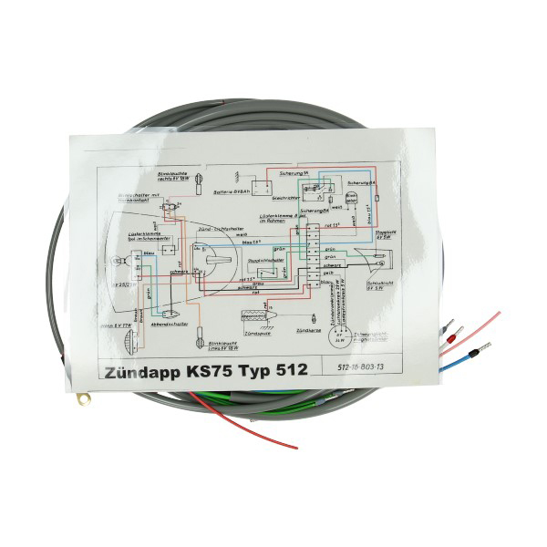 Grijze kabelboom voor Zündapp KS75 type 512 elektrisch systeem