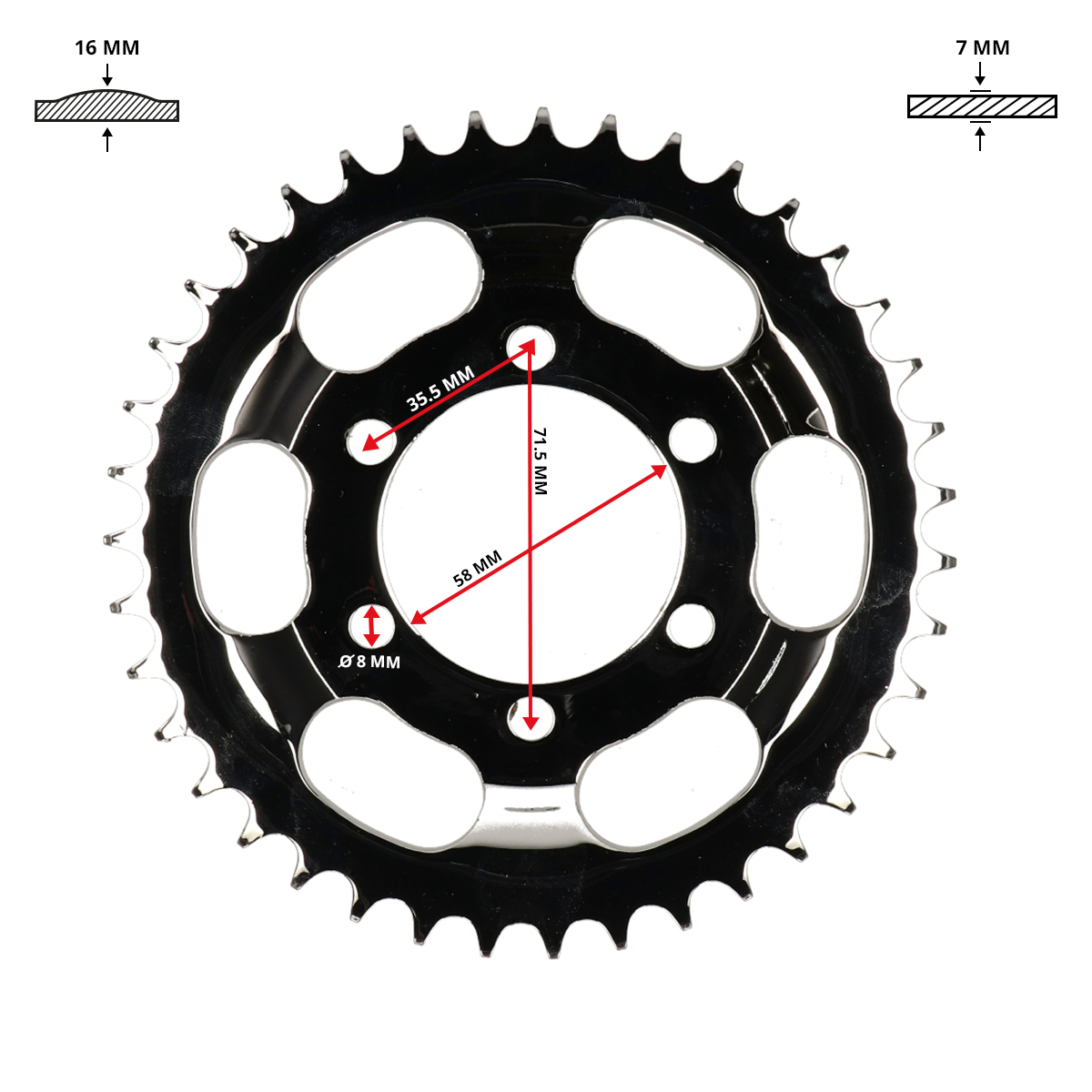 Achterkettingwiel Dmp 428 39t Chroom Voor Zündapp Ks80 Lc - Afbeelding 2