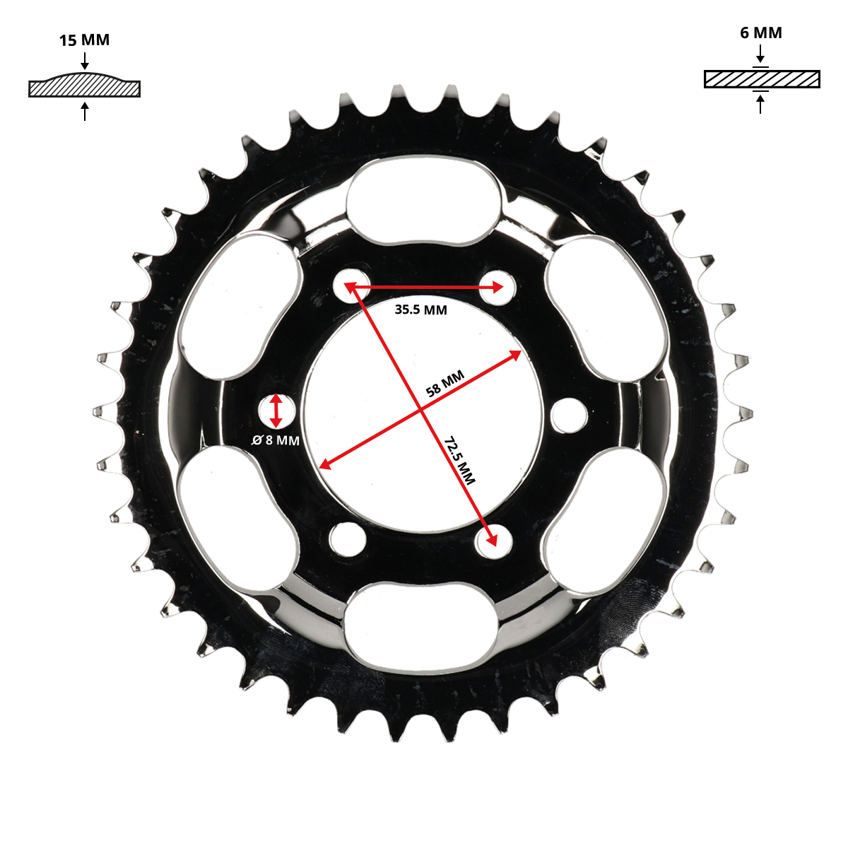Achterkettingwiel Dmp 38t 1/4" Chroom Voor Zündapp - Afbeelding 2