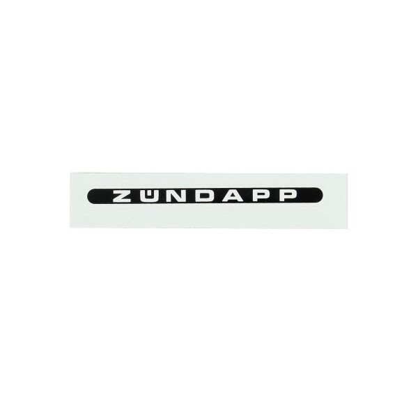 sticker woord [zundapp] langwerpig zwart/wit