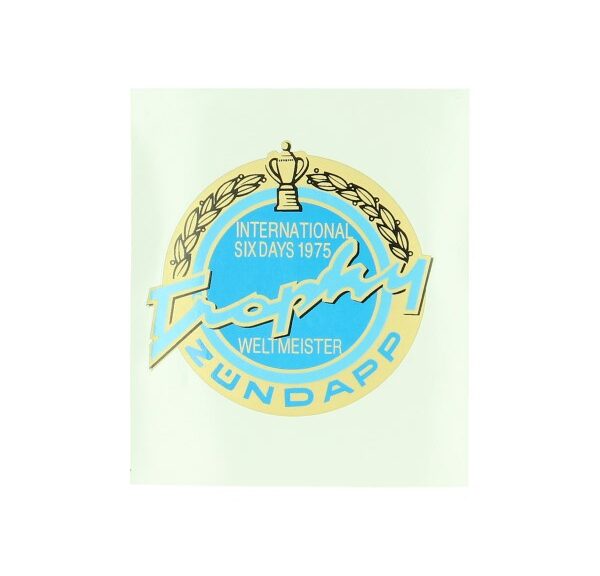 Sticker rond tank Trophy 1975 goud/blauw — geschikt voor Zündapp