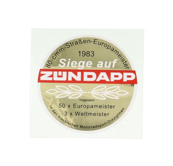 Sticker rond tank Trophy 1983 gold/red — geschikt voor Zündapp