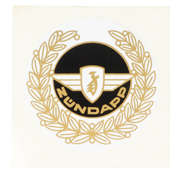 Sticker rond lauwerkrans zwart/goud — geschikt voor Zündapp