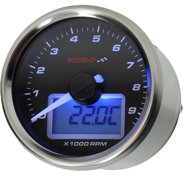 Toerenteller koso + temperatuurmeter 12v digitaal GP-Style 55mm