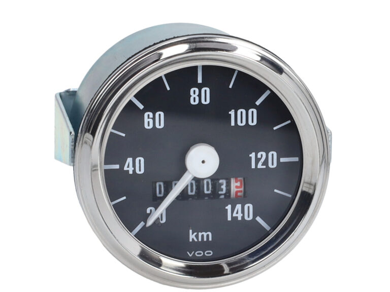 Km tellerklok 140km/u 60mm zwart — geschikt voor Puch