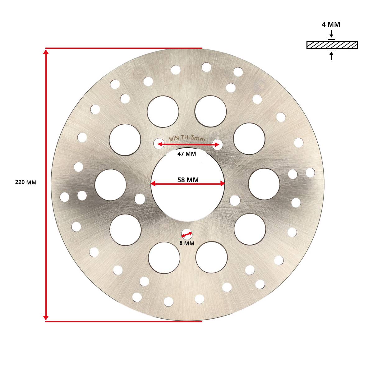 Inox RVS remschijf 220mm voor Zündapp KS50 brommer