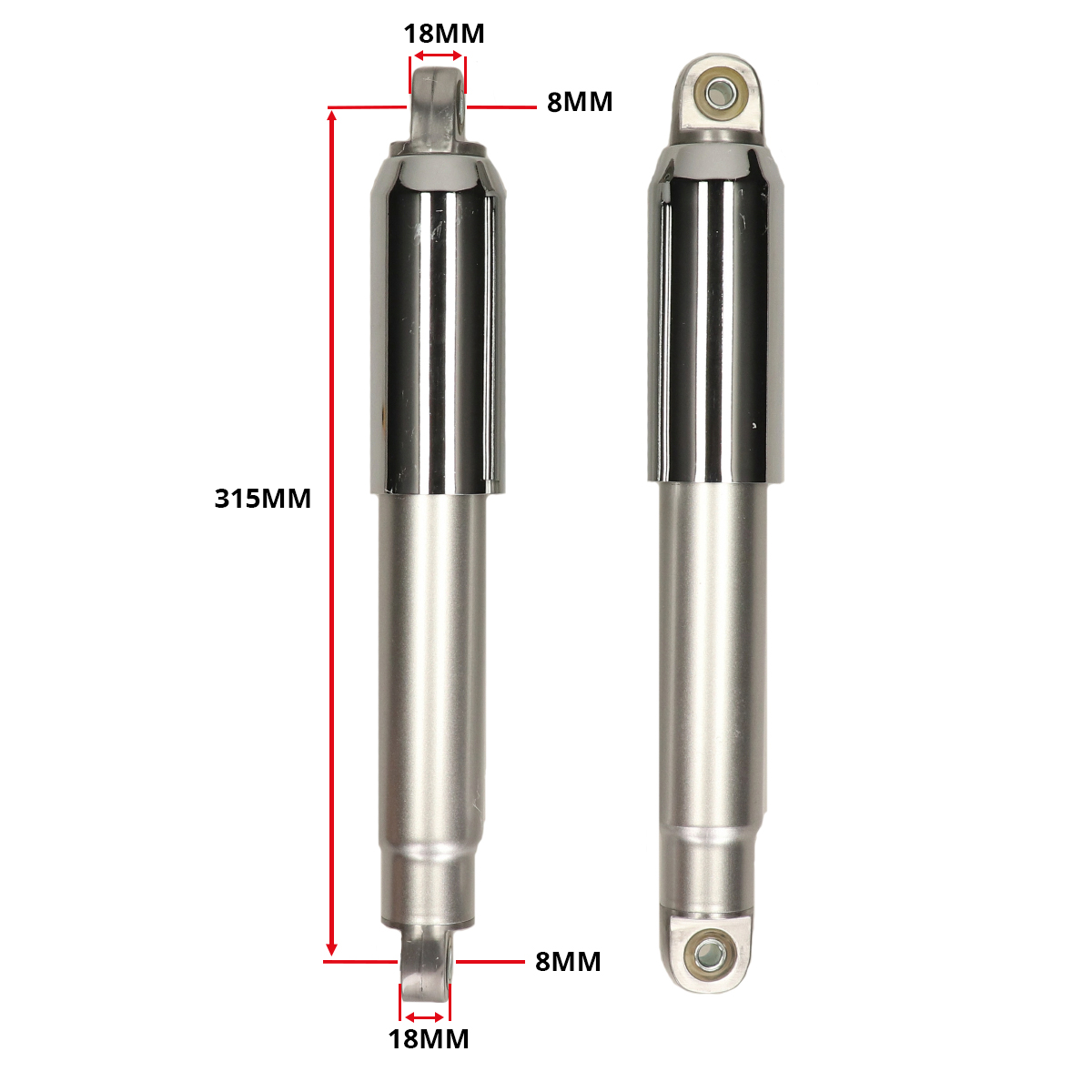 Schokbrekerset Dmp Dicht 315mm Chroom/grijs Voor Zündapp 517 - Afbeelding 4