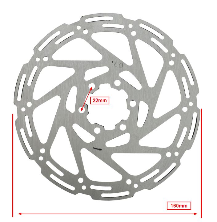Remschijf 6-gaats 160mm 2.3mm Voor Fatbike V8 T/m V20 - Afbeelding 4
